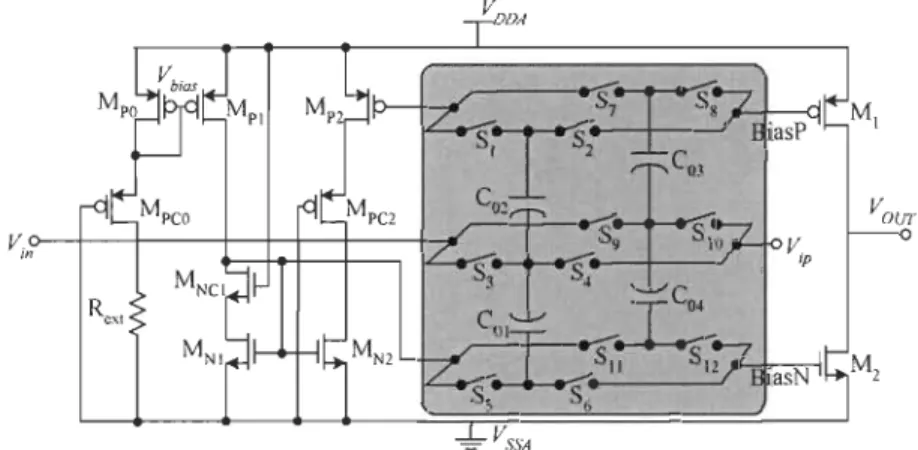 Figure 3.8  :  Schématique d'un  Amp-op à basse tension  utilisé pour convertir le courant en  tension (Tiré de [FA  YO  1  D