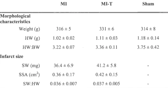 Table 5-1  Animal Morphological Characteristics and Infarct Size 