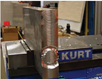 Figure 1.18. Eﬀet de vibrations sur l’état de surface d’une pièce usinée par un robot de type ABB IRB 6400 [42].