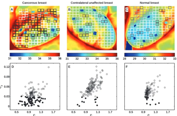 FIGURE 3. Breast-wide multifractal analysis of skin temperature temporal fluctuations