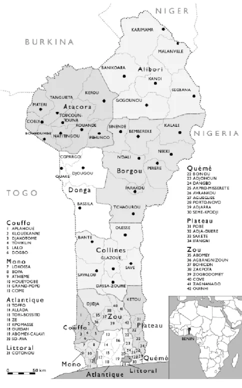 Figure 2:1: Administrative map of Benin
