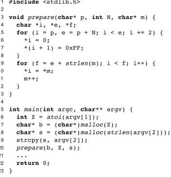 Figure 1. Example of program that builds up messages as sequences of serialized bytes