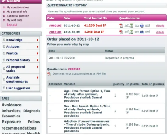 Fig. 2. The questionnaire manager in EpiBasket.
