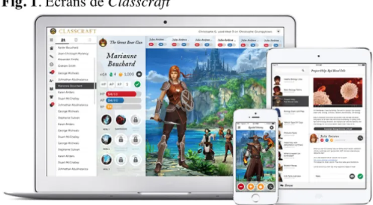 Fig. 1. Ecrans de Classcraft 
