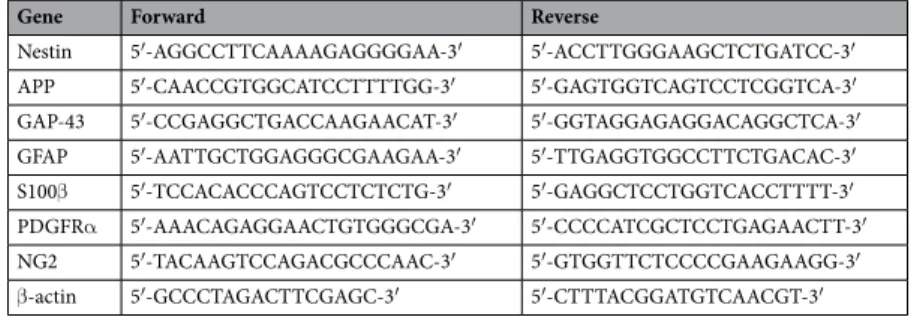Table 3.   Antibodies. PDGFR α  , platelet-derived growth factor receptor- α  ; GAP-43, growth-associated protein; 