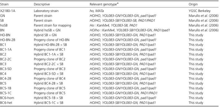 Table 1. Yeast strains used