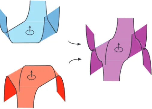 Figure 4. The Murasugi sum of two surfaces with boundary.