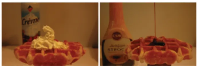 FIG. 1 Which fluid is more viscous: whipped cream or thick maple syrup? Slowly stirring both materials with a spoon suggests that syrup is more viscous, while observing the  flat-tening of piles of each material with time suggests the  oppo-site