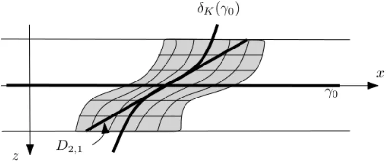 Figure 13. The segments D 2,1 and the rectangle structure of im(ψ 1 ) 6.3. Reeb dynamics in the bypass