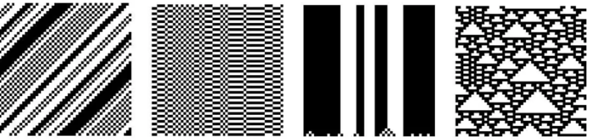 Fig. 1 represents 4 examples of space-time diagrams. Intuition leads to consider the first three as very regular and the last one as more irregular, or more “chaotic”.