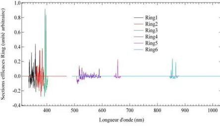 Figure 19. Sections efficaces Ring sur l’ensemble du domaine spectral de nos spectromètres 