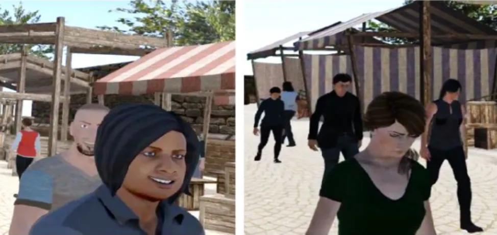 Figure 2.24 – Illustration of positive and negative facial expression of virtual agents used during Volonte et al