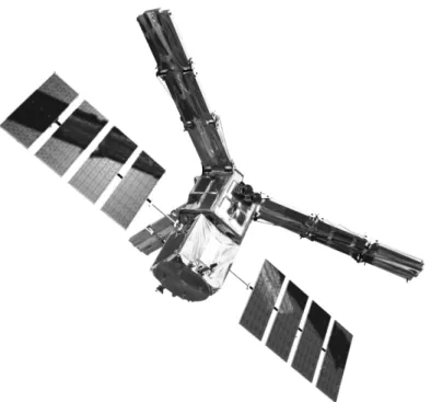 Fig. 2.1 – Vue d’artiste du satellite SMOS : 69 antennes sont r´eguli`erement r´eparties sur les 3 bras en Y.