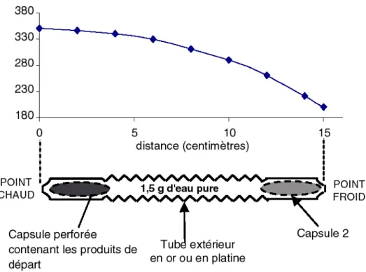 Figure 7 : Position du gradient de température le long du tube expérimental à deux capsules