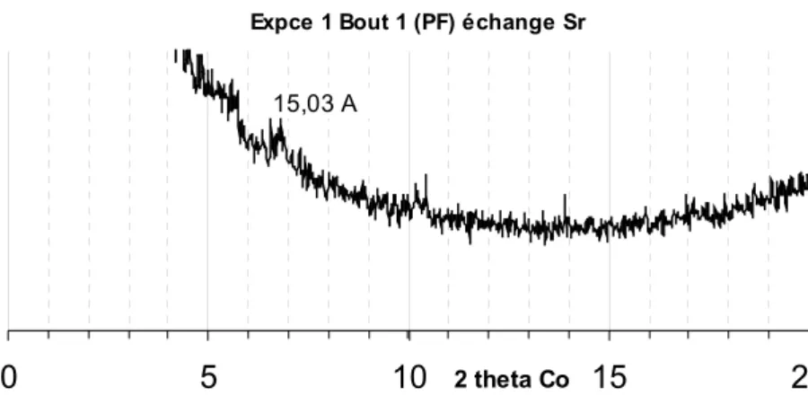 Figure 18 : Diagramme de DRX du Bout 1 (point froid), expérience 1 ; après remplissage  cationique par le Sr 2+ 