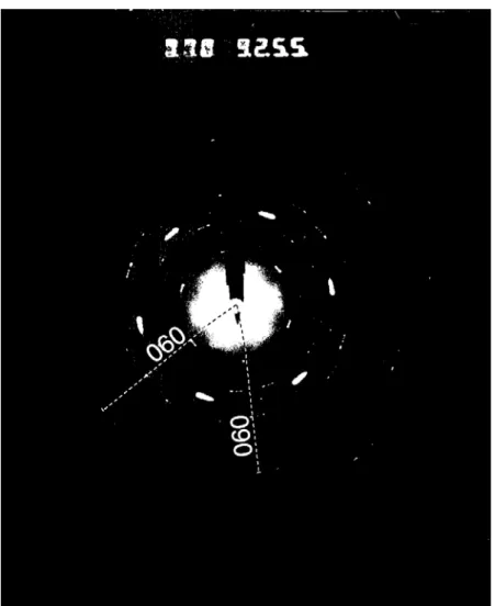 Figure 21 ont été effectués. Les mesures de distance d(hkl) faites à partir de ces  clichés sont présentés sur le Tableau 9