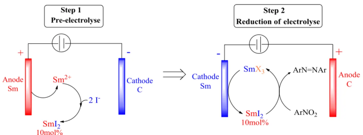 Figure  2.2  depicts  the  evolution  of  the  various  species  during  the  course  of  the  electrocatalytic  reduction  of  nitrobenzene  1