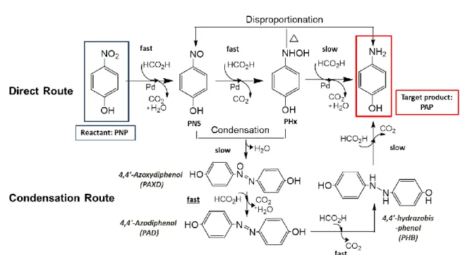 Figure 25    Proposed mechanism of hydrogenation of p-nitrophenol with formic acid on Pd  (adapted from Blaser  77(b)  for p-nitrophenol) 