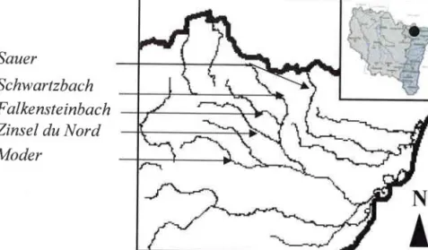 Figure  2. -  Locqlisation  des cours d'eau de la zone atelier  Vosges du Nord