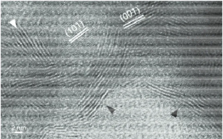 Figure I.10 : Nanoparticules  de mackinawite observées au  microscope électronique à transmission haute résolution [49] 