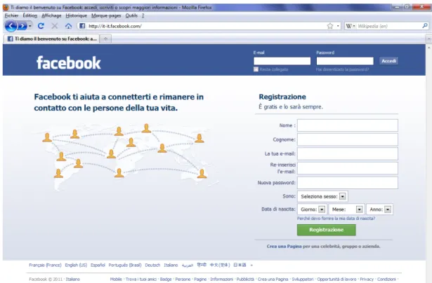 Figure 2.1 – Zoom sur le site légitime italien de Facebook http://it-it.facebook.com/