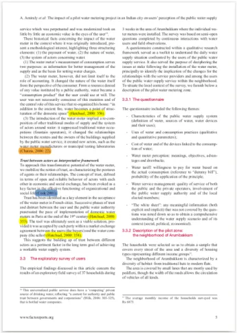 Figure 1: Example of citations’ distribution granularity – yel- yel-low color: Hatchuel’s citations, blue color: Cook’s citation and orange color: Chatzis’s citation