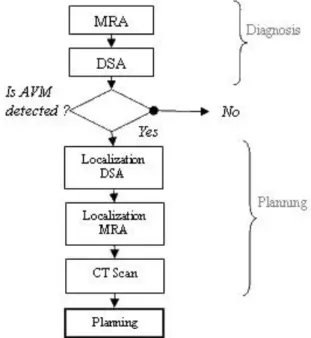 Fig. 7  Standard  sequence  of  imaging  for  radiosurgery, diagnosis is done using MRA and DSA