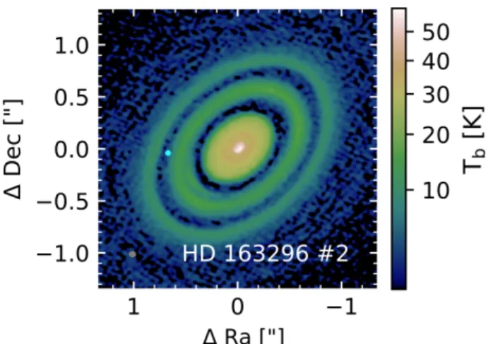 Figure 1 . 6 : Observation of the disc around HD163296 in the continuum emission at λ = 1.3 mm.