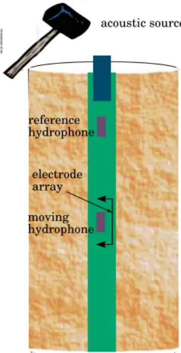 Fig. 7. Scheme of the principle of electrokinetic logging to measure the permeability (modiﬁed from Singer et al
