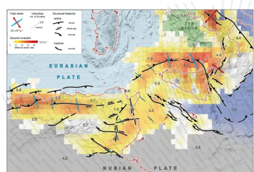 Fig.  1.  Strain  model  based  on  the  style  of  deformation  documented  by  earthquakes  together 51 