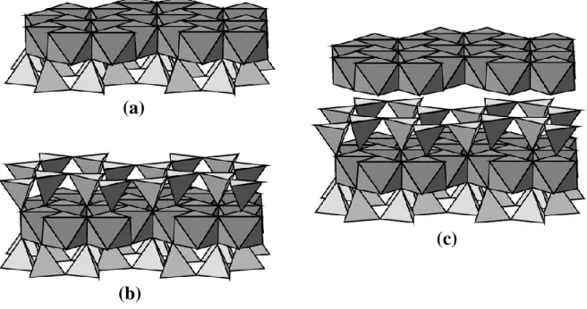 Fig. I.3 : Agencement des couches octaédriques et tétraédriques dans les phyllosilicates