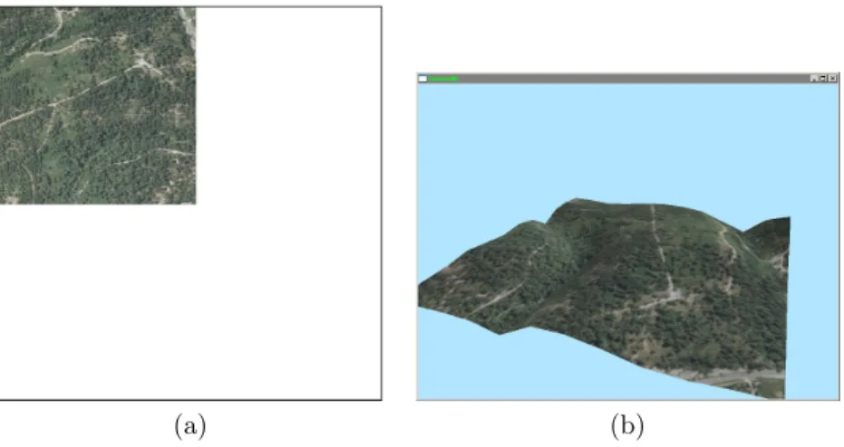 Figure 5. a) Cropping of the marked image, b) DEM.