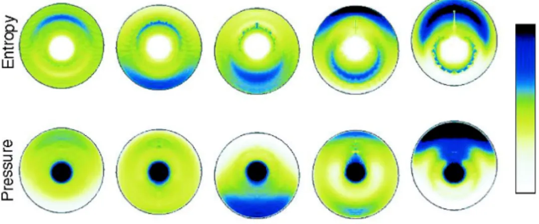 Figure 2.2. – Instantanés en entropie d’une simulation numérique axisymétrique de Blondin et Mezzacappa (2006)