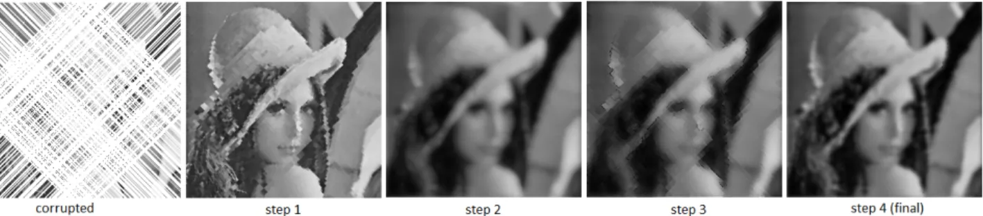 Figure 13. A depiction of the different steps of the AHE procedure. Observe how the sharp- sharp-ening from step 2 to step 4.