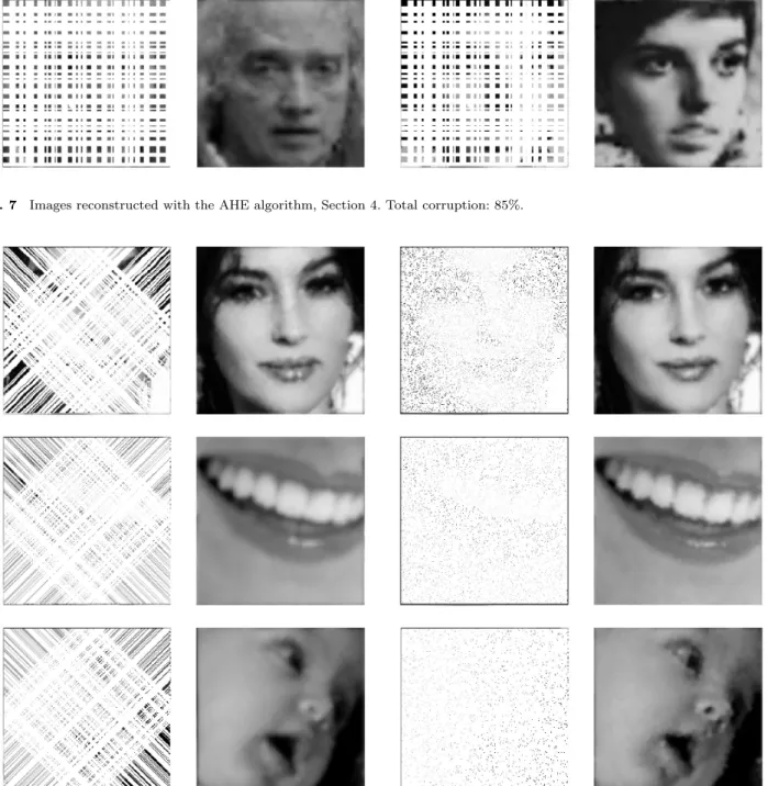 Fig. 7 Images reconstructed with the AHE algorithm, Section 4. Total corruption: 85%.