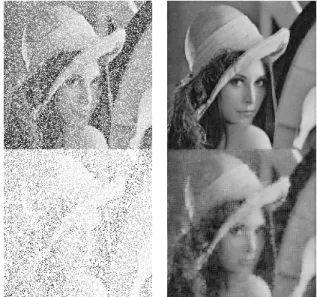 Fig. 3: Two inpainting via the DR method of images missing, respectively, 30% and 80% of pixels