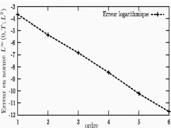 Tableau 2. – Taux de convergence pour  = 1 ,  = 2 ,  = 5 , T = 10 , A = 5 , T = 0:1 , Æt = 0:0008 