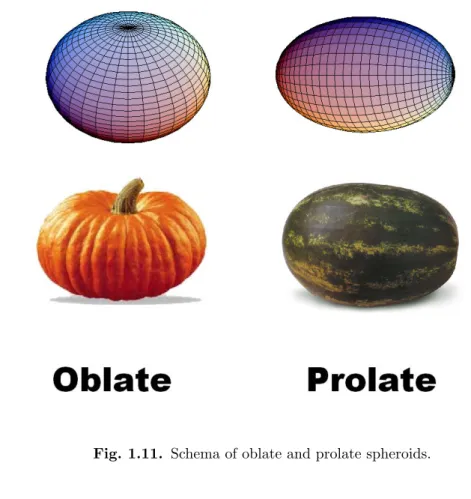 Fig. 1.11. Schema of oblate and prolate spheroids. factor is equal to L k = ( 1−e 2e2  1 2e ln 1+e1−e  − 1  , e = p