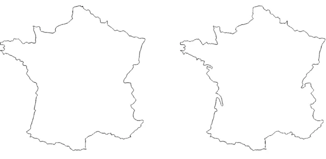 Figure 9: Curve reconstruction after 120 iterations (left) and at convergence after 850 iterations (right).