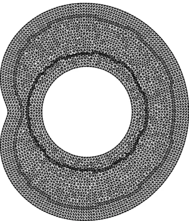 Figure 1: The domain Ω, the mesh and the two layers near the boundaries