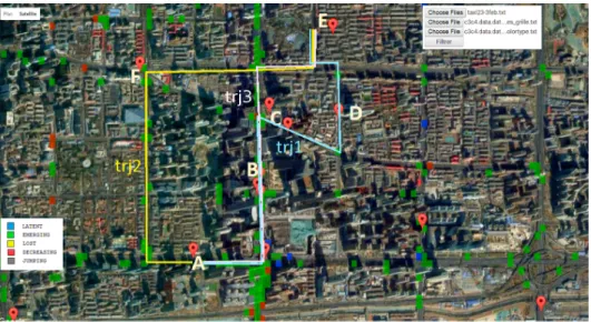 Figure 2 shows a behavior tagged map for Beijing railway station and second ring zone, from a set of trajectories to go from A to E