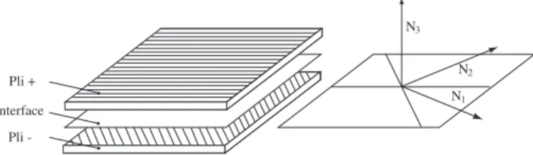 Figure 2 – Directions d’orthotropie de l’interface
