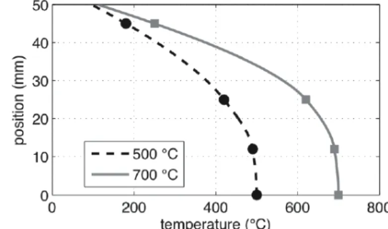 Figure 2 : Champ de température mesuré dans l'éprouvette 