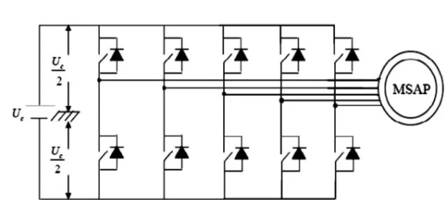 Fig. 1. Schematic of 5-phase PM machine supplied by a VSI drive