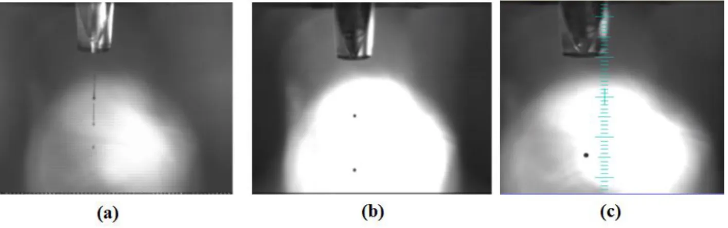 Fig. 2. Drop generation from JetLab ®  4 DOD inkjet printer. Drop ejection with (a) tail (elongation) &amp; 
