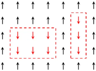 Figure 4.3: Example of cluster configuration that appears in the low temperature expansion with two spin down regions.