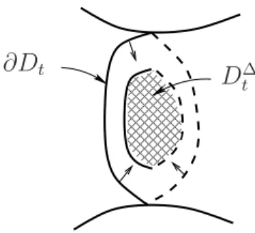 Figure 2. The boundary ∂D t and the smaller domain D t ∆ .