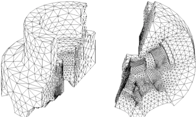 Figure 6 : Maillage itération 1 : 18316 tétraèdres à 10 nœuds (29653 nœuds)  Erreur calculée : 30.84% 