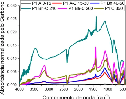 Figura 5.II.15: Espectro típico de Infravermelho de Humina extraído do Espodossolo Hidromórfico (P1)