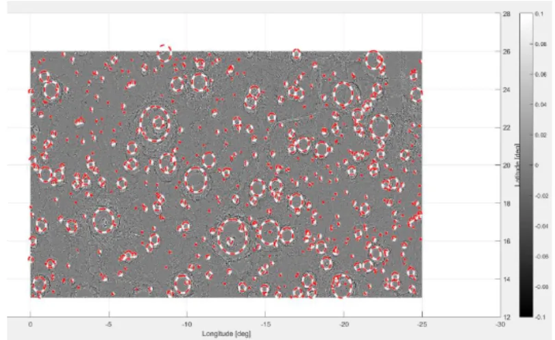 Figure 10: Craters detected by our algorithm on the same patch on Mars. 